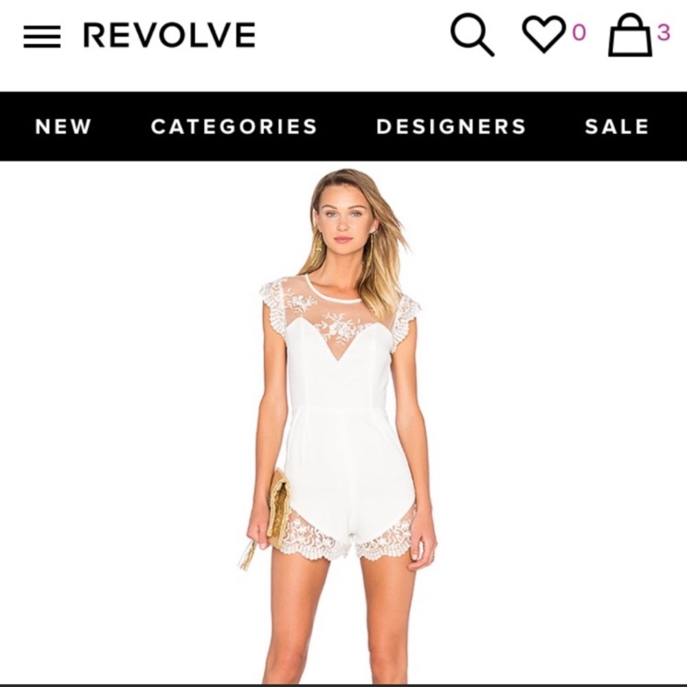 White NBD sheer and detail romper - size small
